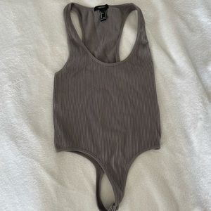 Soft Ribbed Gray Bodysuit